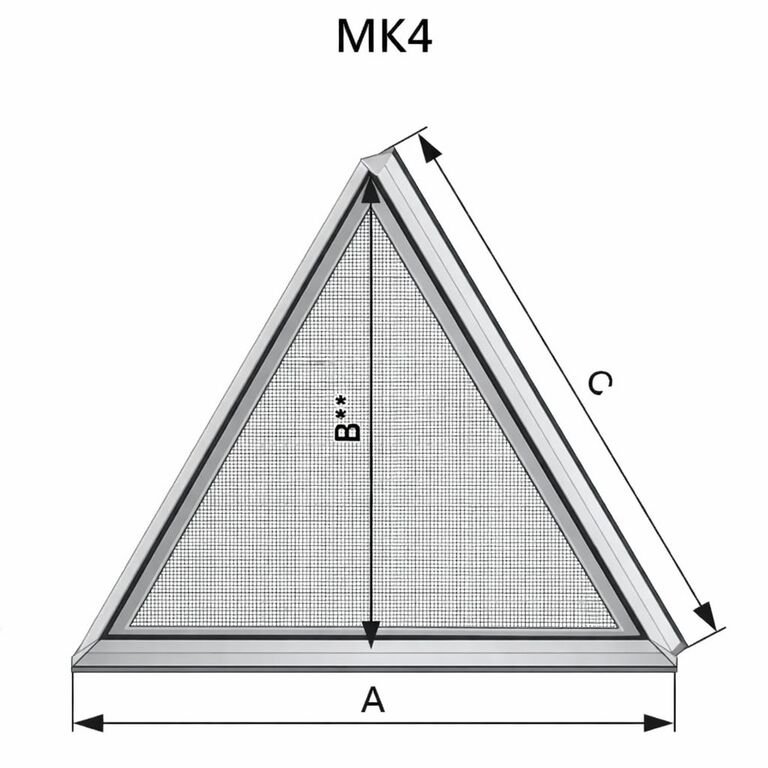 Moskitiera ramkowa na okna trójkątne.